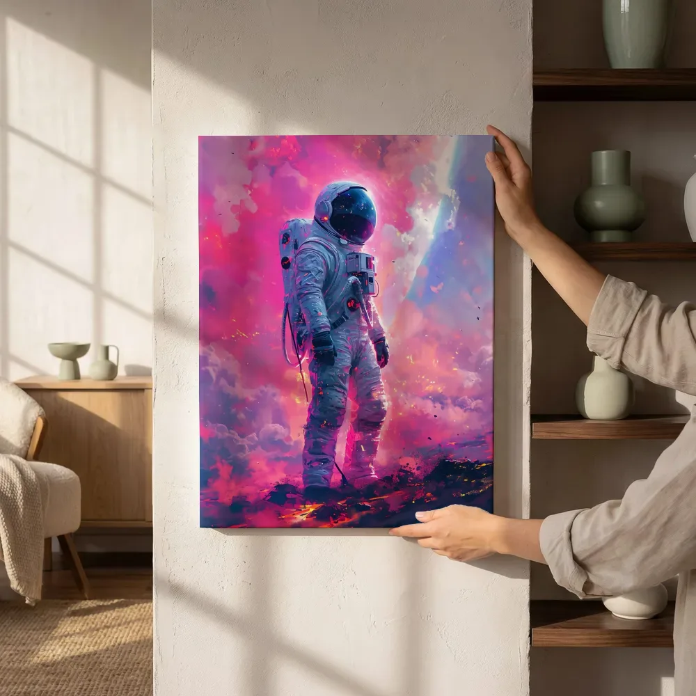 Sfeerimpressie: Astronaut in de roze nevel naast de kast