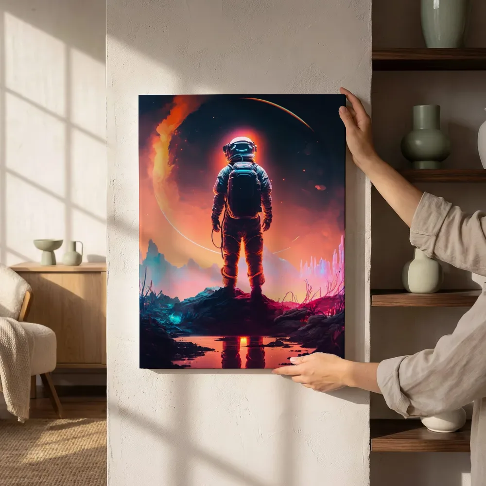 Sfeerimpressie: Astronaut op vreemde planeet naast de kast