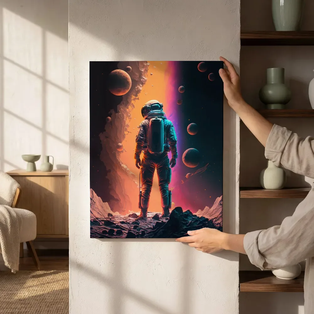 Sfeerimpressie: Astronaut tussen manen en kleuren naast de kast