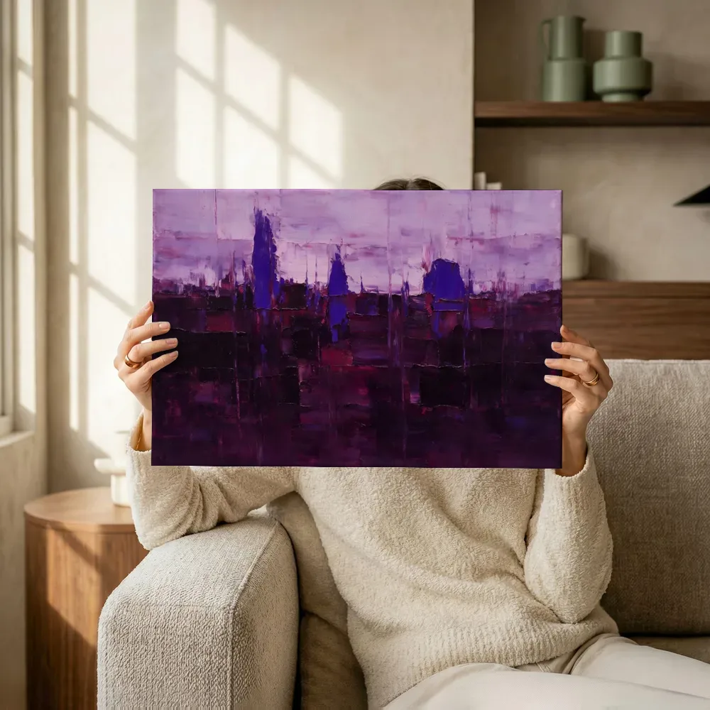 Sfeerimpressie: Aubergine en lila met hoge horizon terwijl het omhoog wordt gehouden
