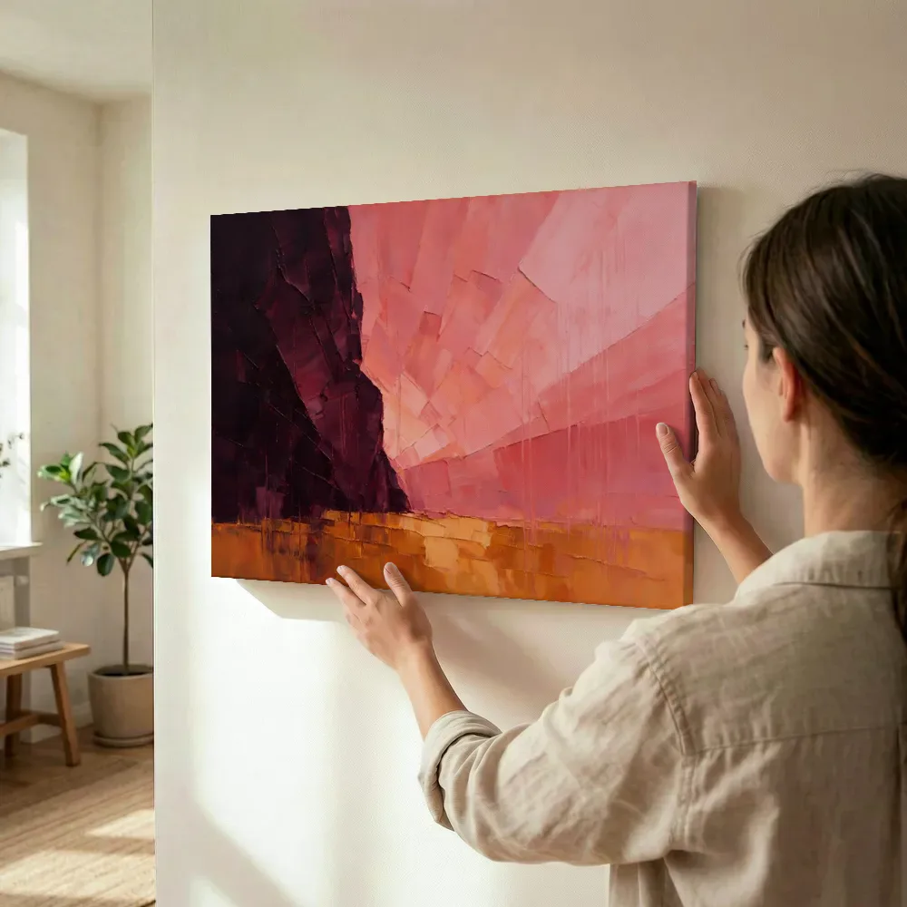 Sfeerimpressie: Aubergine en rosé met landtong terwijl het wordt opgehangen