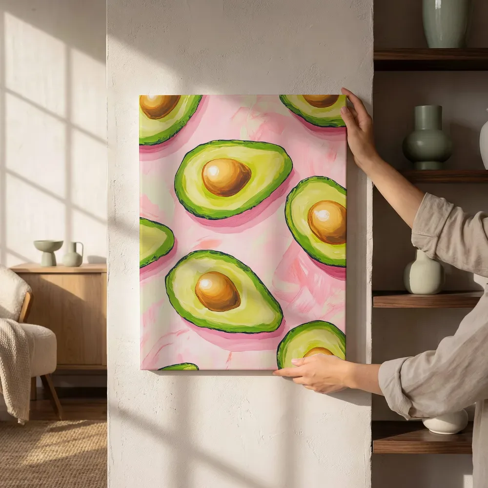 Sfeerimpressie: Avocado's in een kleurrijk patroon naast de kast