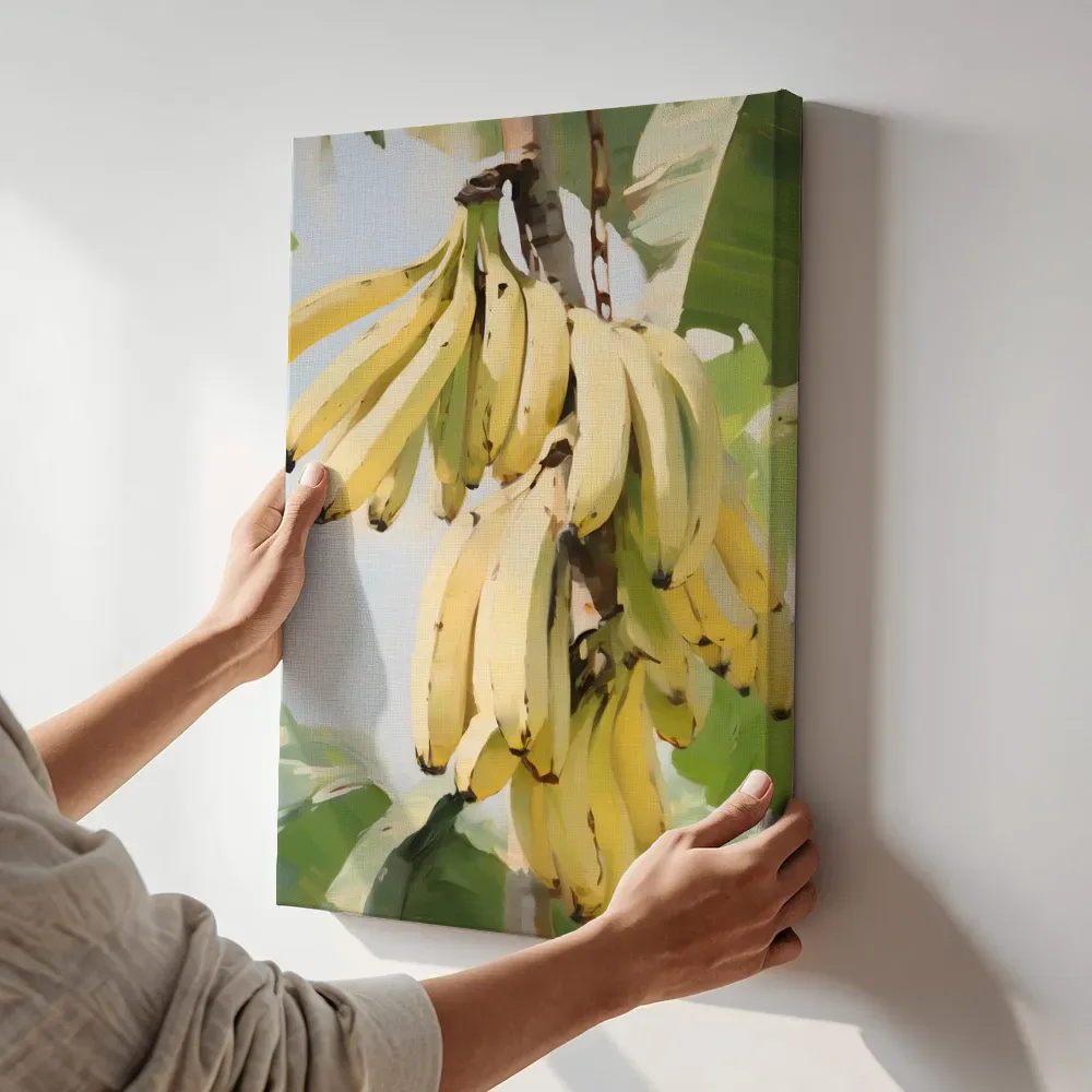 Sfeerimpressie: Bananentros terwijl het aan de muur wordt gehangen