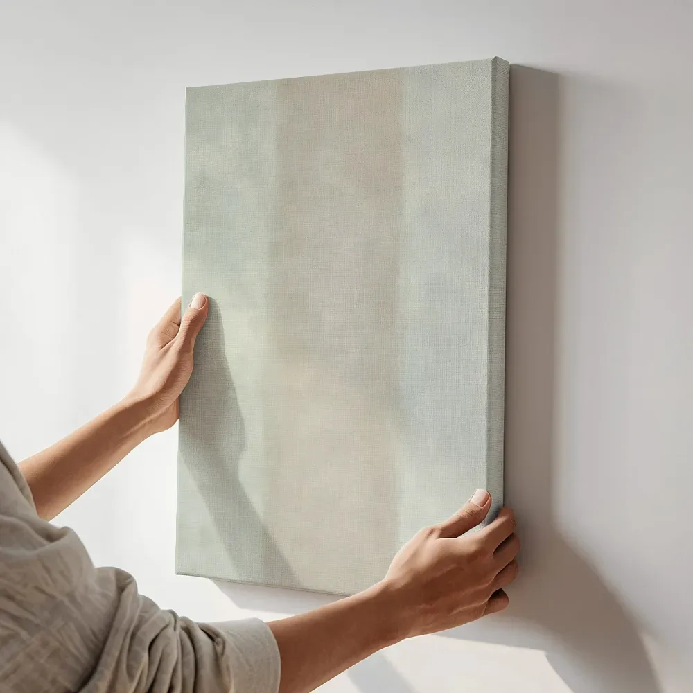 Sfeerimpressie: Banen in mist terwijl het aan de muur wordt gehangen
