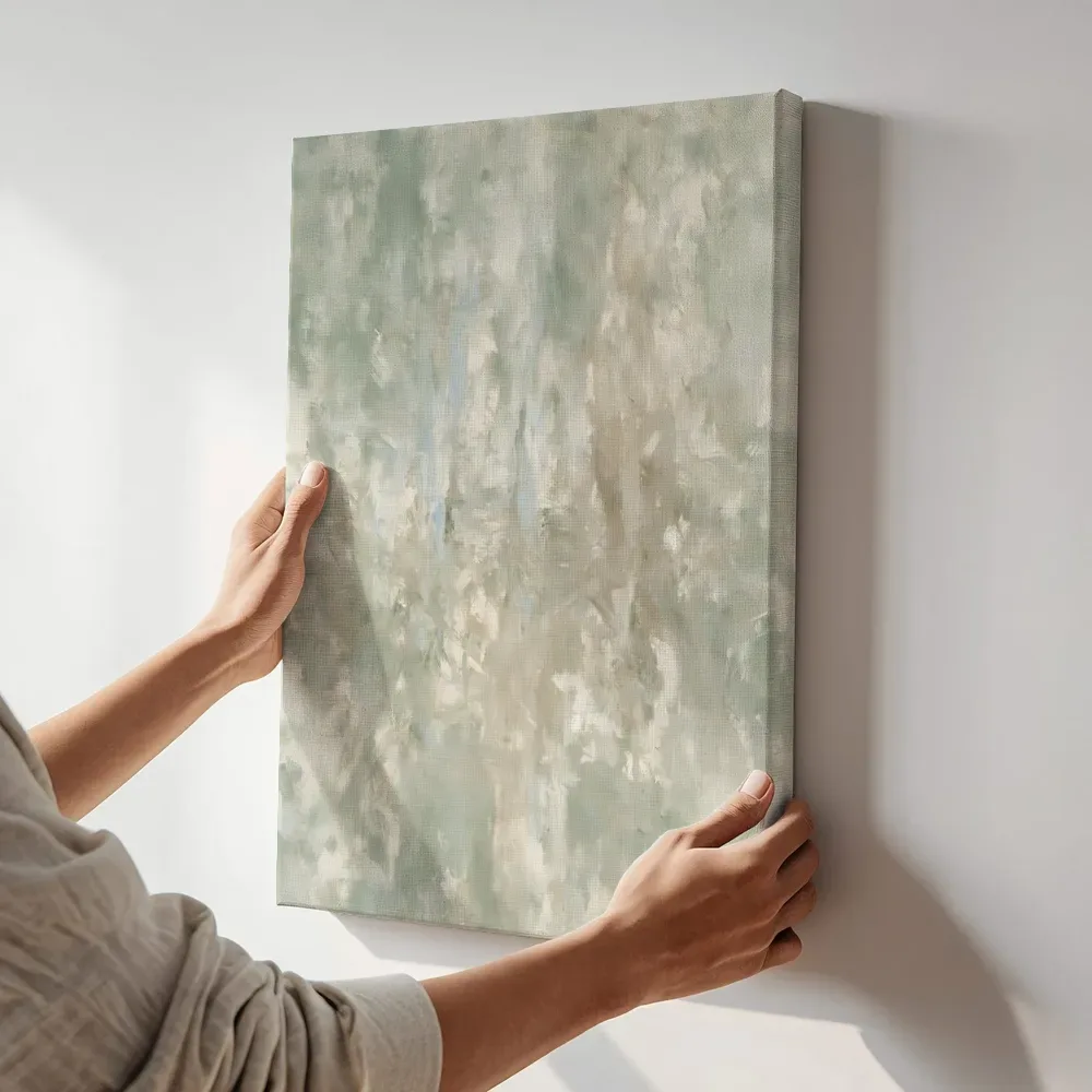 Sfeerimpressie: Banen Zwaai in diep mist terwijl het aan de muur wordt gehangen