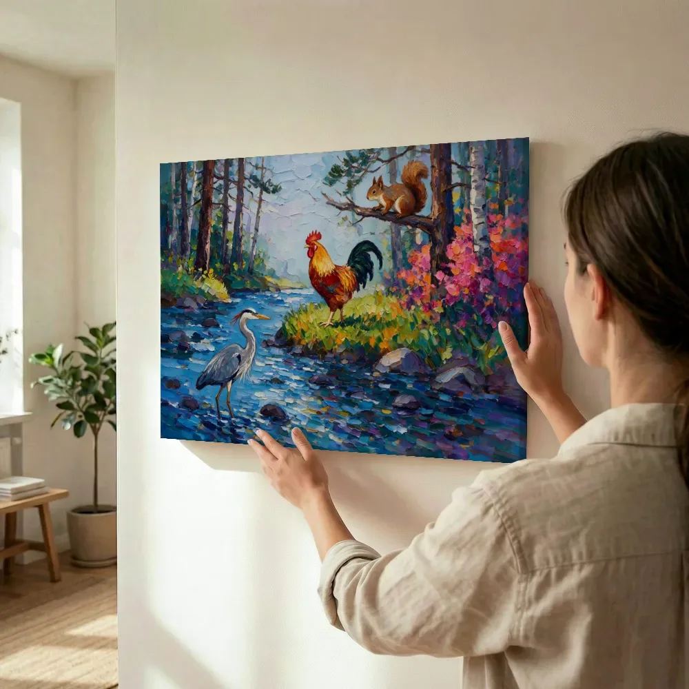 Sfeerimpressie: Beestenboel in de bloementuin in marineblauw terwijl het wordt opgehangen