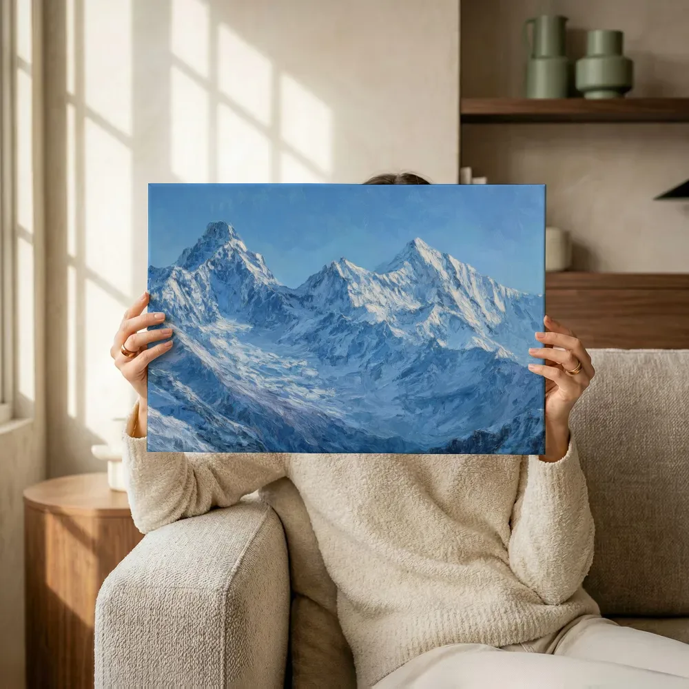 Sfeerimpressie: Bergketen onder strakke hemel terwijl het omhoog wordt gehouden