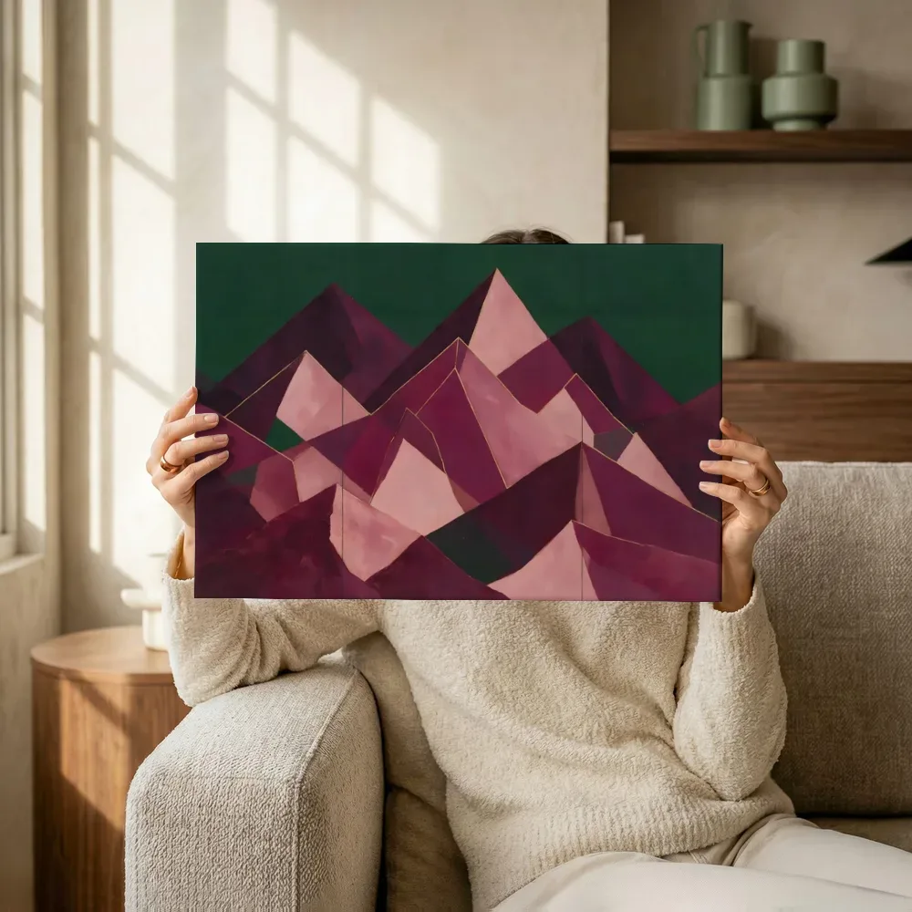 Sfeerimpressie: Berglandschap Modern Bauhaus in magenta terwijl het omhoog wordt gehouden