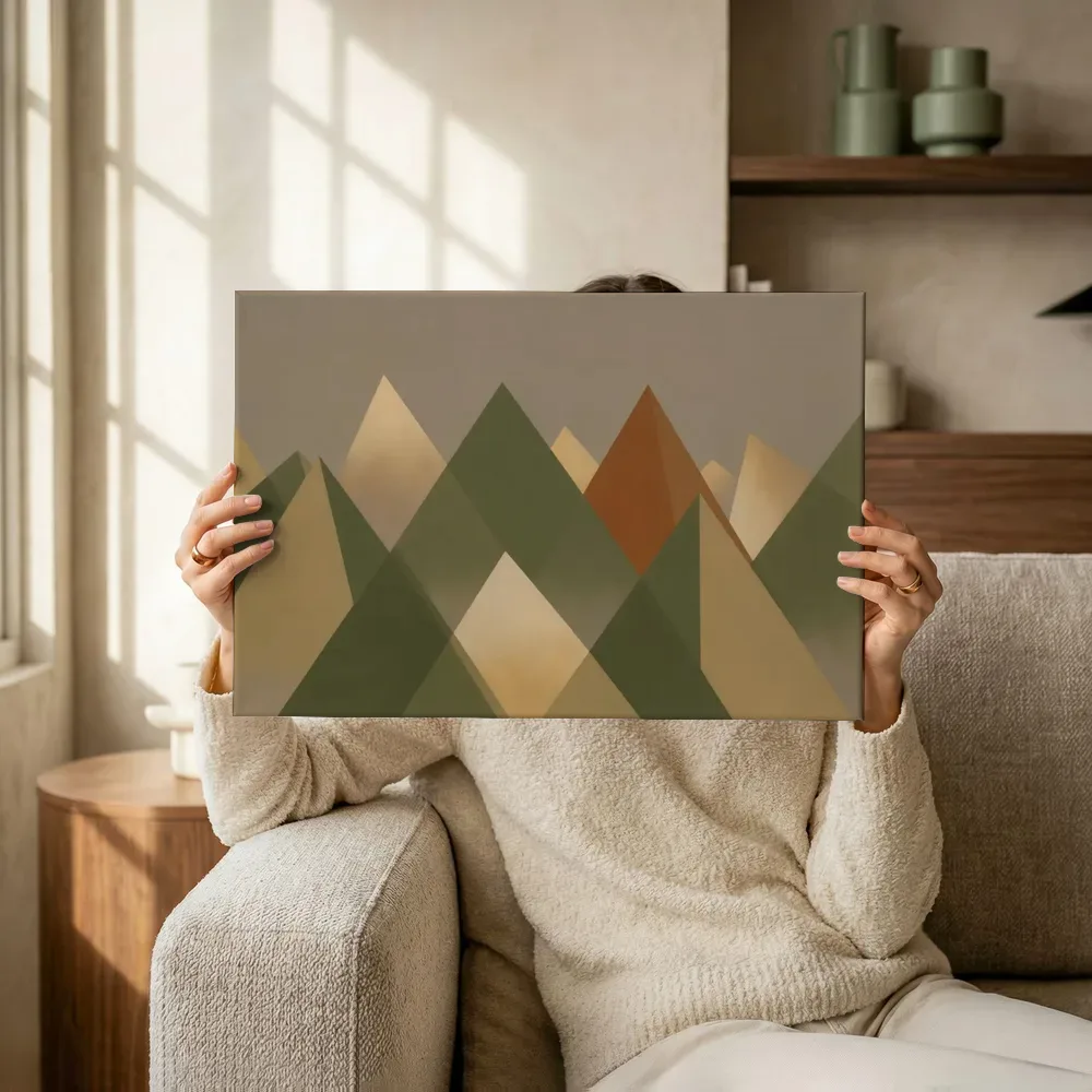 Sfeerimpressie: Berglandschap Modern Bauhaus in olijfgroen terwijl het omhoog wordt gehouden