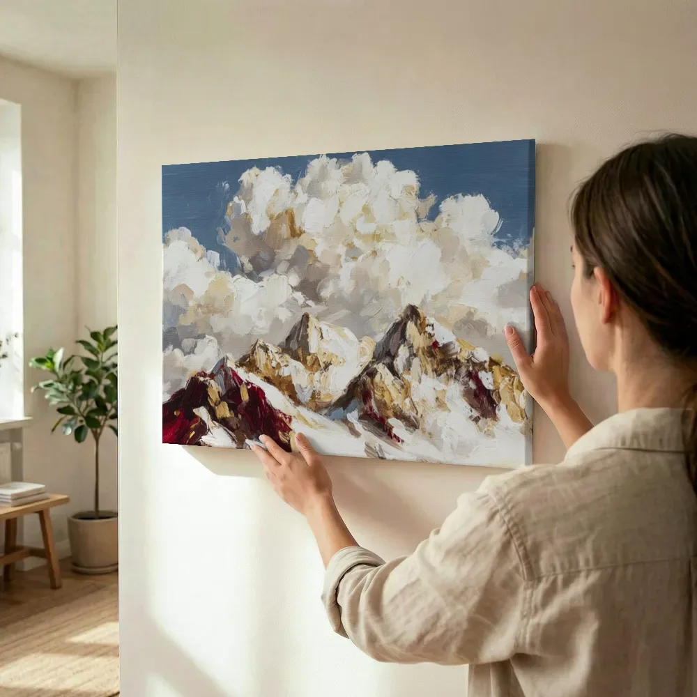 Sfeerimpressie: Bergtoppen in de wolken terwijl het wordt opgehangen