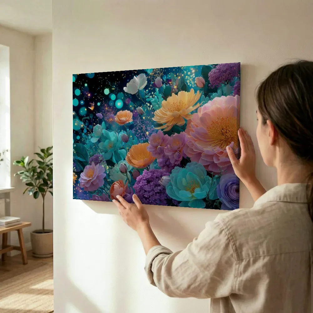 Sfeerimpressie: Betoverde bloementuin in pastelkleuren terwijl het wordt opgehangen