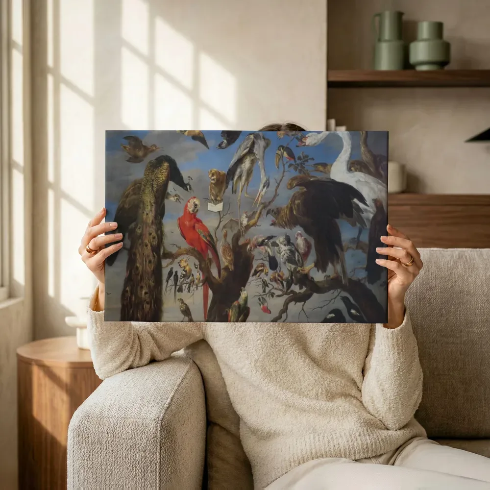 Sfeerimpressie: Vogelconcert van Frans Snyders terwijl het omhoog wordt gehouden