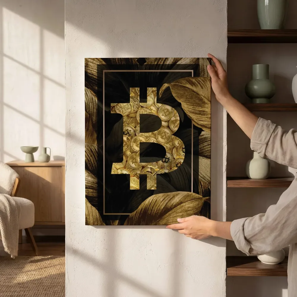 Sfeerimpressie: Bitcoin van goud naast de kast
