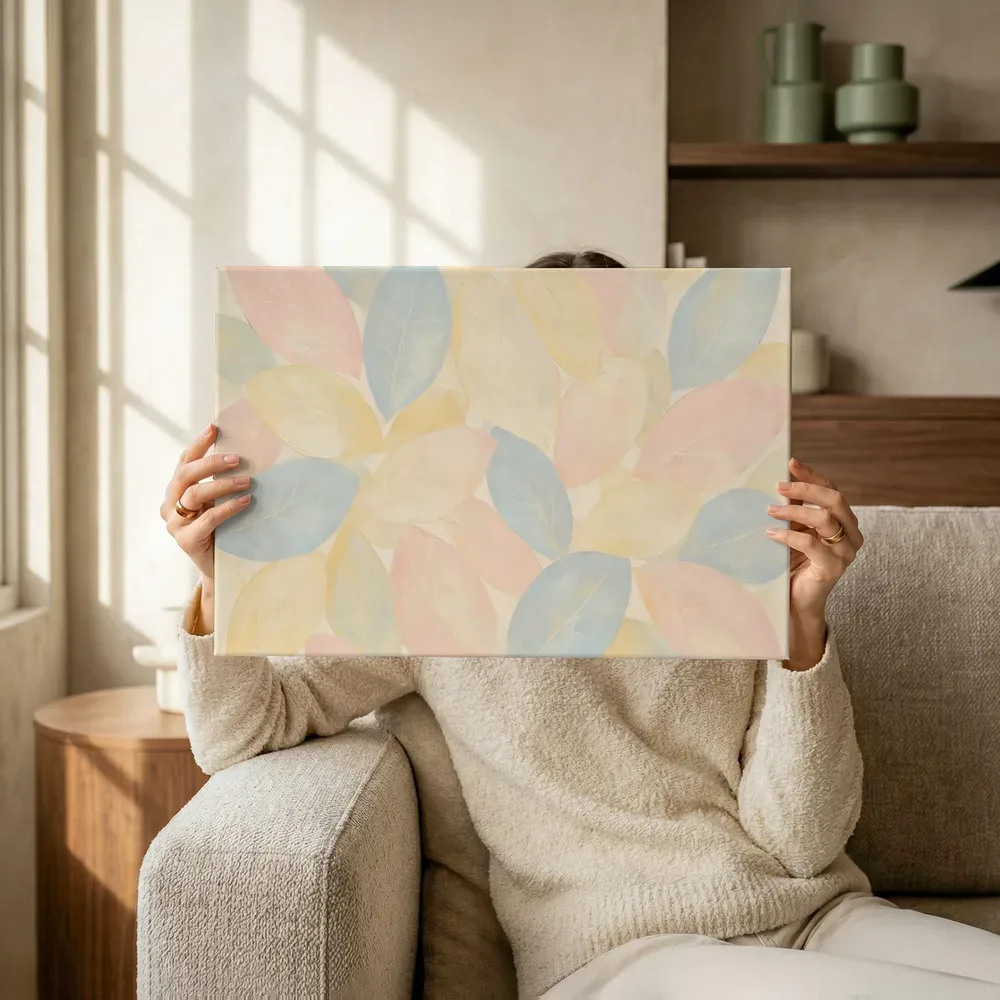 Sfeerimpressie: Bladpatroon Textured Minimalism 13 terwijl het omhoog wordt gehouden
