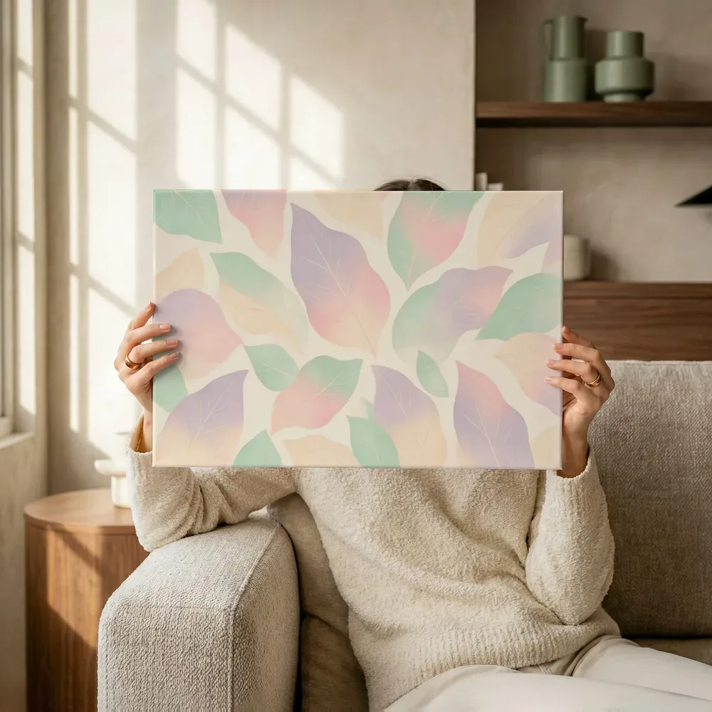Sfeerimpressie: Bladpatroon Textured Minimalism 17 terwijl het omhoog wordt gehouden