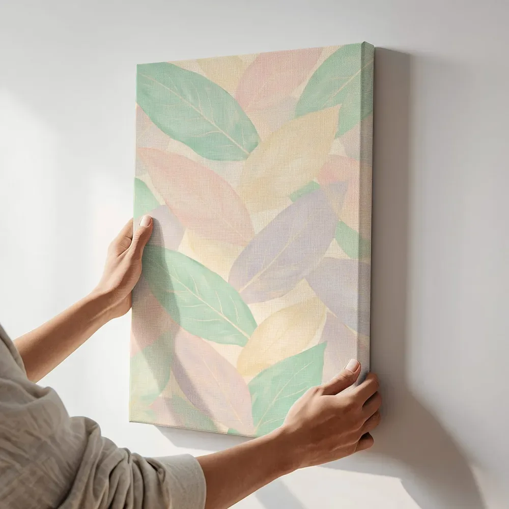 Sfeerimpressie: Bladpatroon Textured Minimalism 7 terwijl het aan de muur wordt gehangen