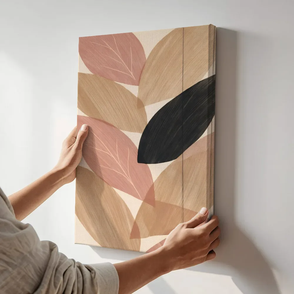 Sfeerimpressie: Bladpatroon Textured Minimalism 8 terwijl het aan de muur wordt gehangen