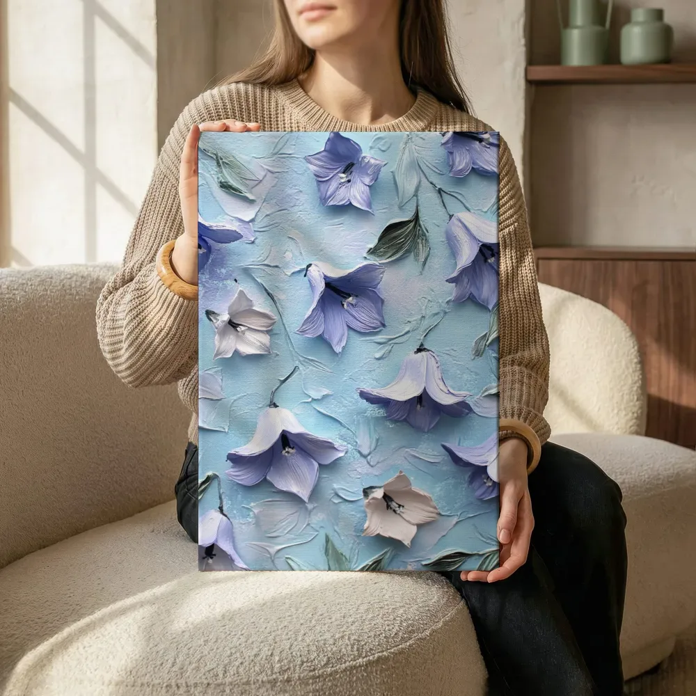 Sfeerimpressie: Blauwe campanula terwijl het zittend wordt getoond