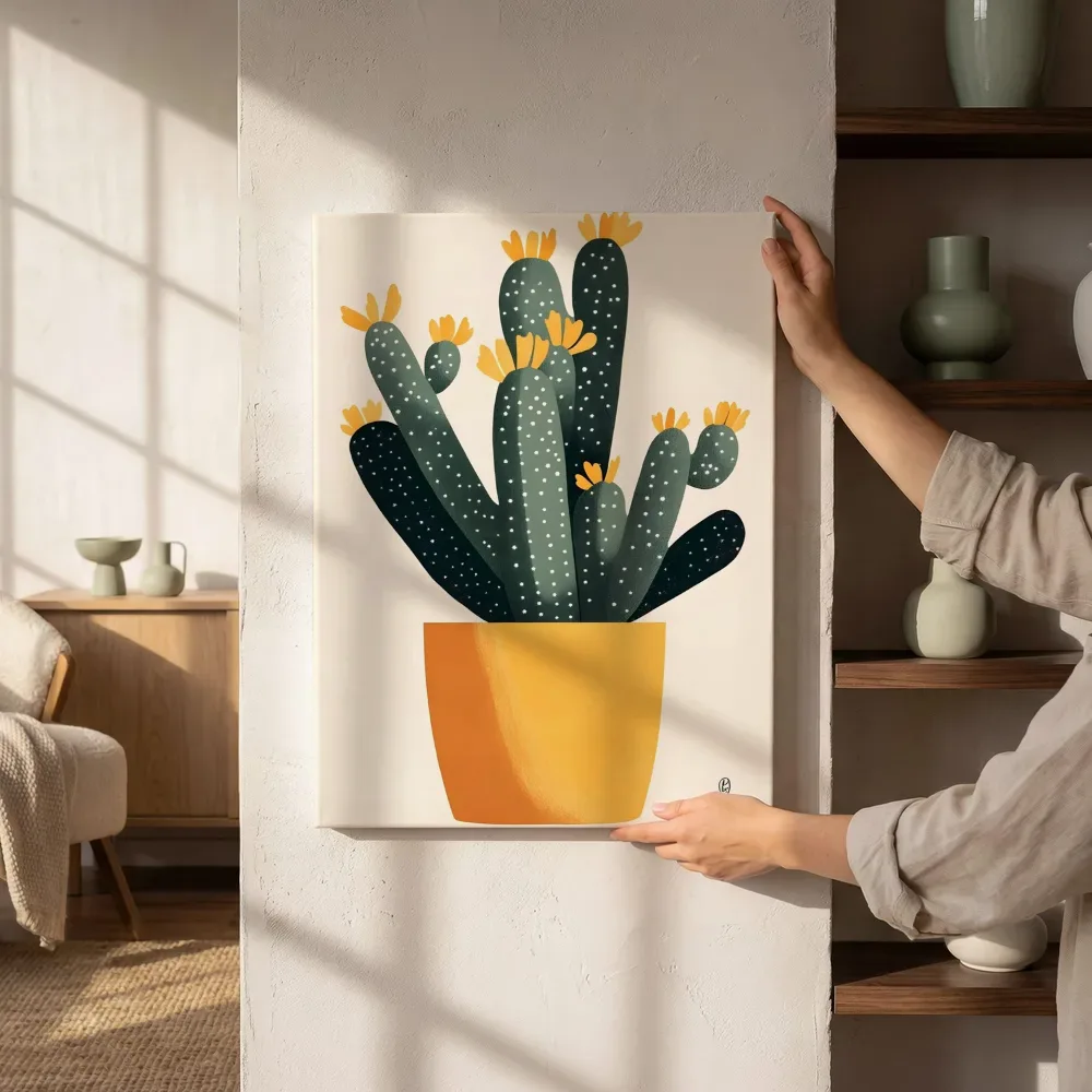 Sfeerimpressie: Bloeiende cactus naast de kast