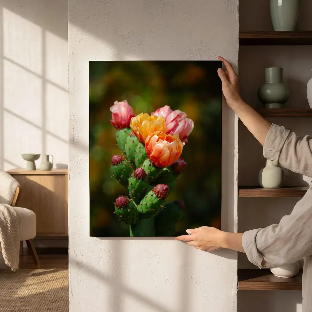 Sfeerimpressie: Bloeiende cactus in close-up naast de kast