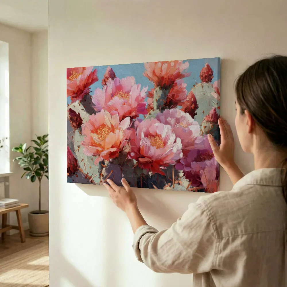 Sfeerimpressie: Bloeiende cactus in de woestijn terwijl het wordt opgehangen
