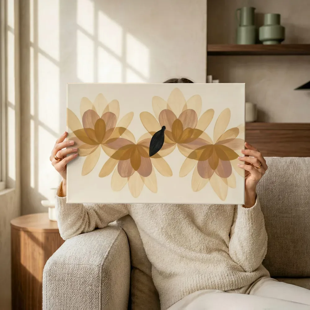 Sfeerimpressie: Bloem-mandala Modern Bauhaus 10 terwijl het omhoog wordt gehouden