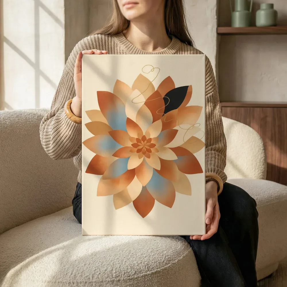 Sfeerimpressie: Bloem-mandala Modern Bauhaus 13 terwijl het zittend wordt getoond
