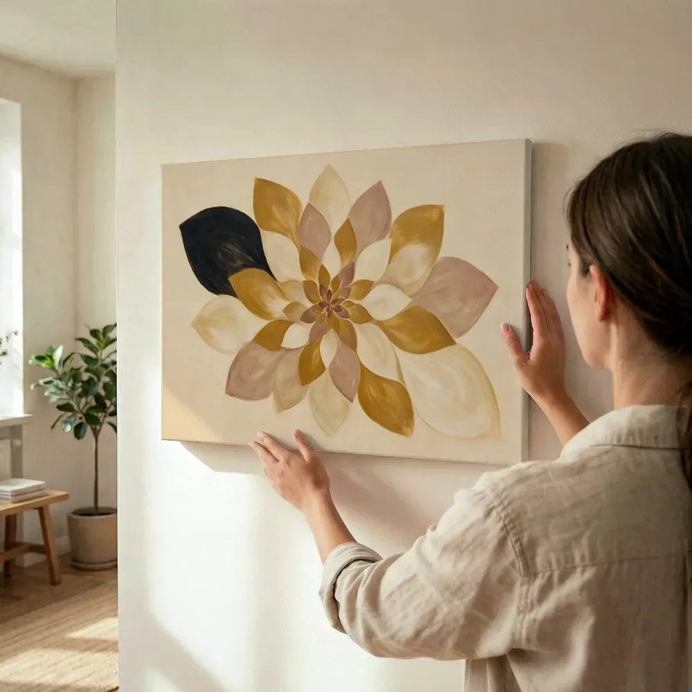 Sfeerimpressie: Bloem-mandala Modern Bauhaus 15 terwijl het wordt opgehangen