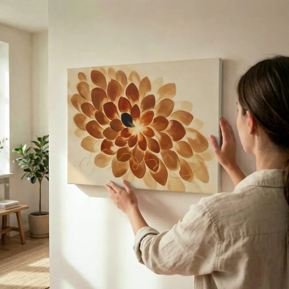 Sfeerimpressie: Bloem-mandala Modern Bauhaus 17 terwijl het wordt opgehangen