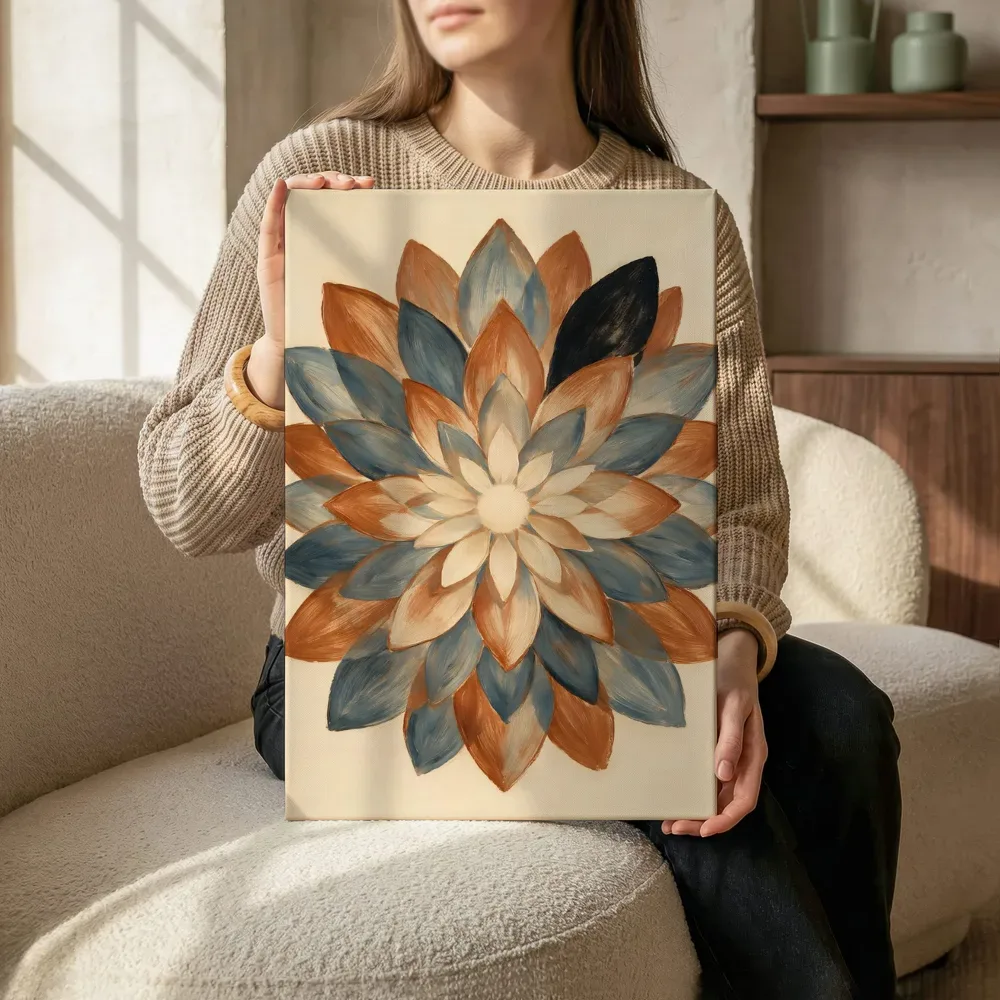 Sfeerimpressie: Bloem-mandala Modern Bauhaus 18 terwijl het zittend wordt getoond