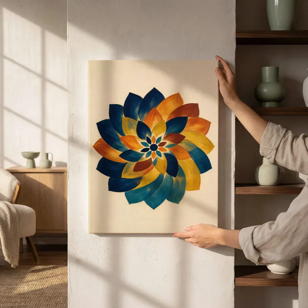Sfeerimpressie: Bloem-mandala Modern Bauhaus 3 naast de kast