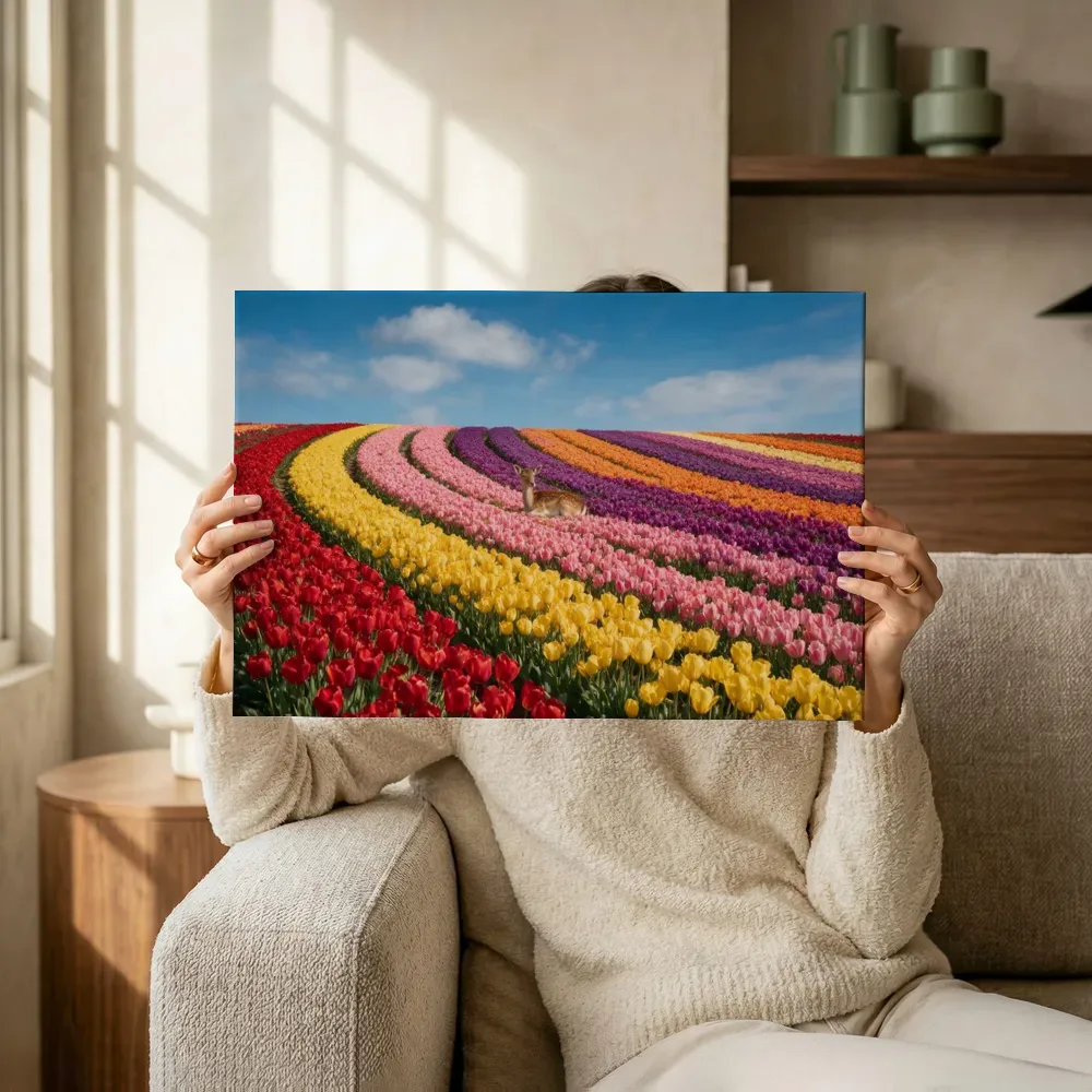 Sfeerimpressie: Bloembollenveld bij volle zon 5 terwijl het omhoog wordt gehouden