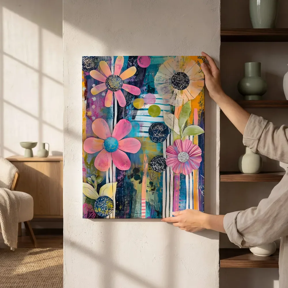 Sfeerimpressie: Bloemen met grafisch hart naast de kast