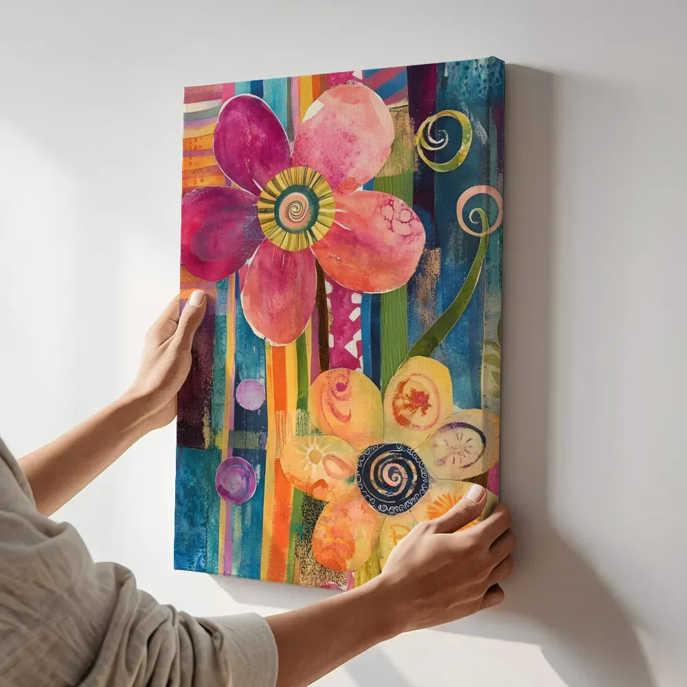 Sfeerimpressie: Bloemen met spiraalvormig hart terwijl het aan de muur wordt gehangen