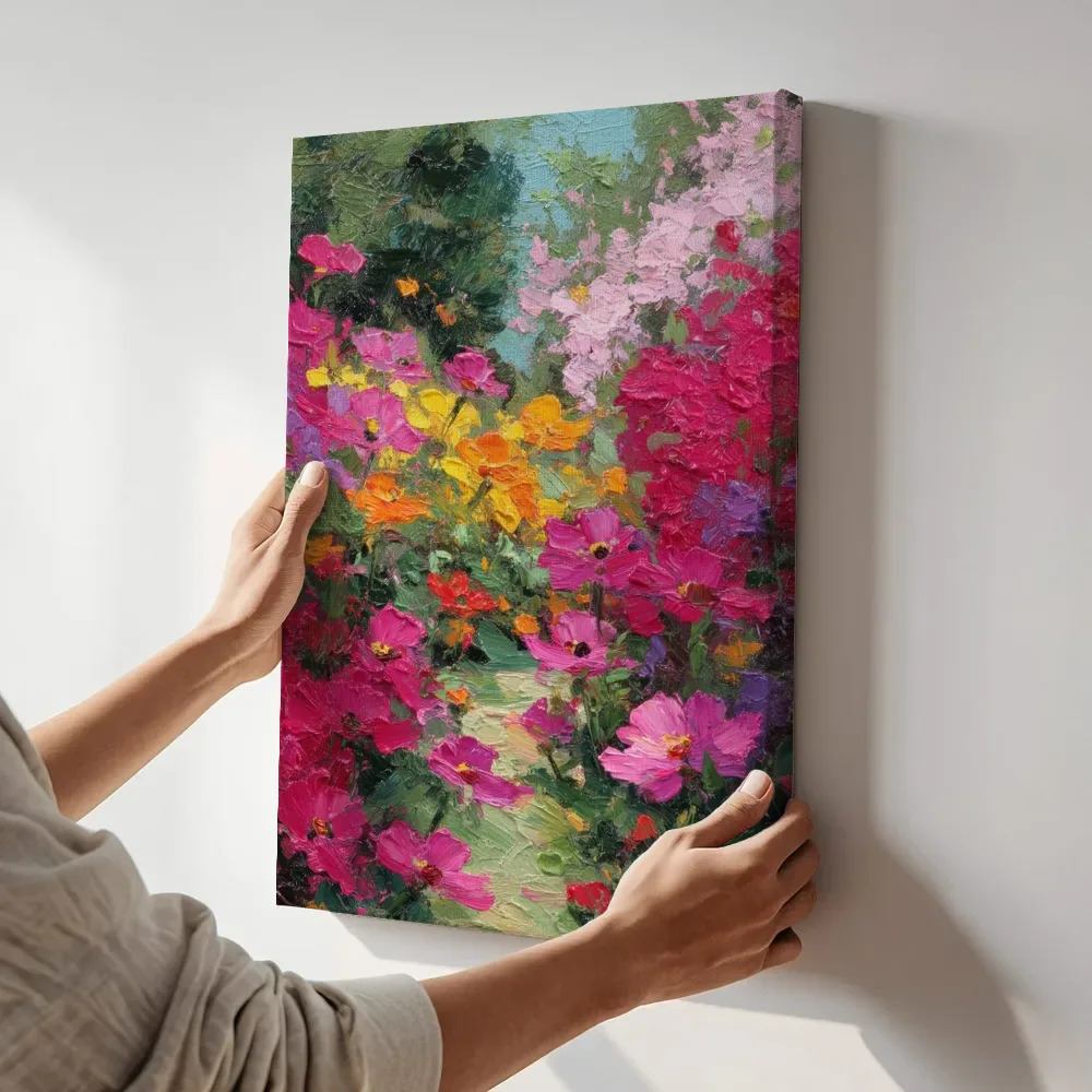 Sfeerimpressie: Bloemenpad in de tuin terwijl het aan de muur wordt gehangen