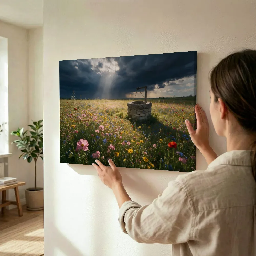 Sfeerimpressie: Bloemenvelden bij de dreigende onweerslucht 7 terwijl het wordt opgehangen