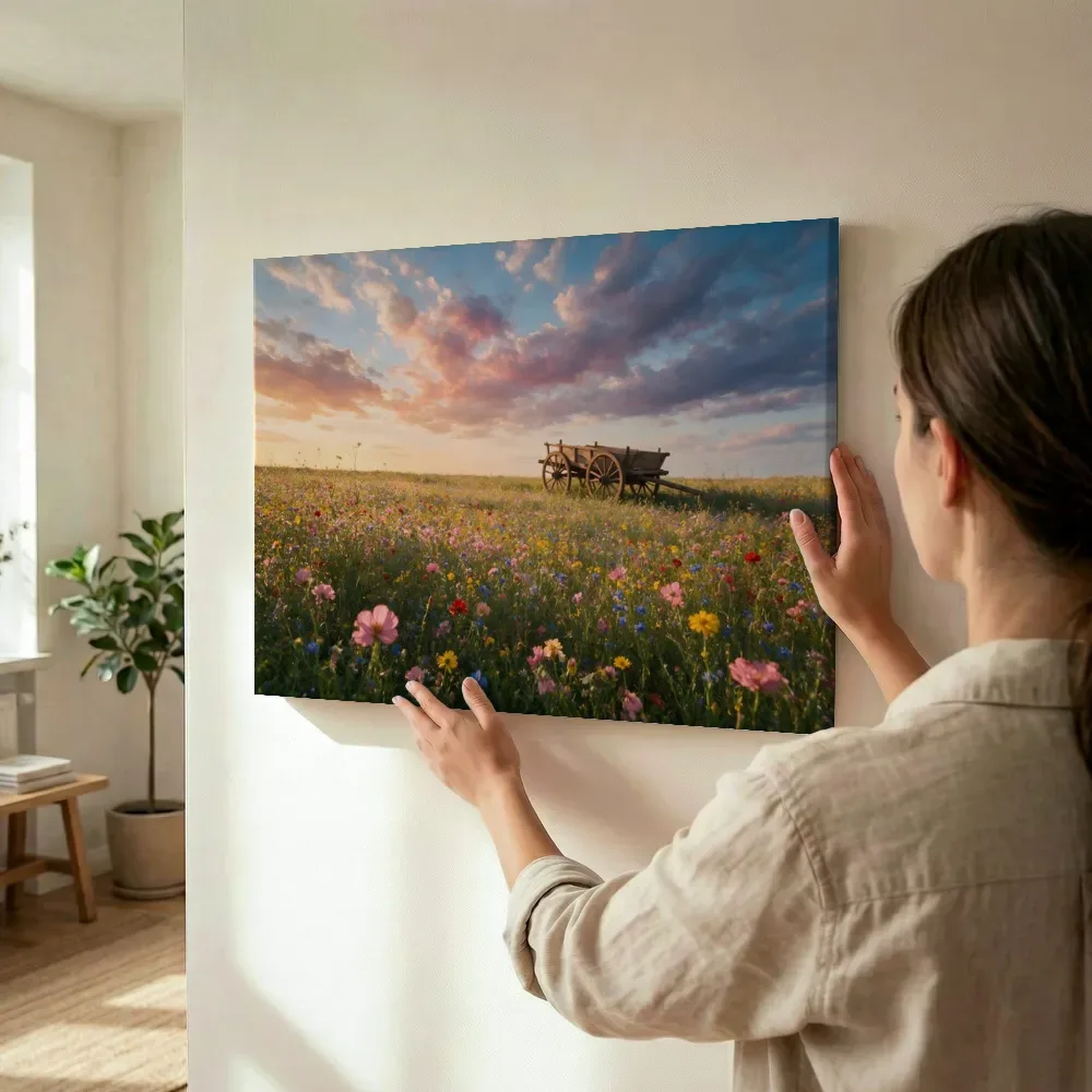 Sfeerimpressie: Bloemenvelden bij het gouden uur 5 terwijl het wordt opgehangen