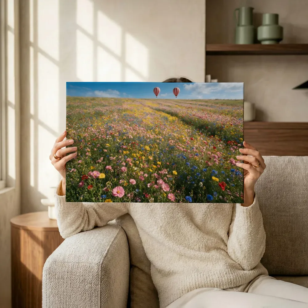 Sfeerimpressie: Bloemenvelden bij volle zon 10 terwijl het omhoog wordt gehouden