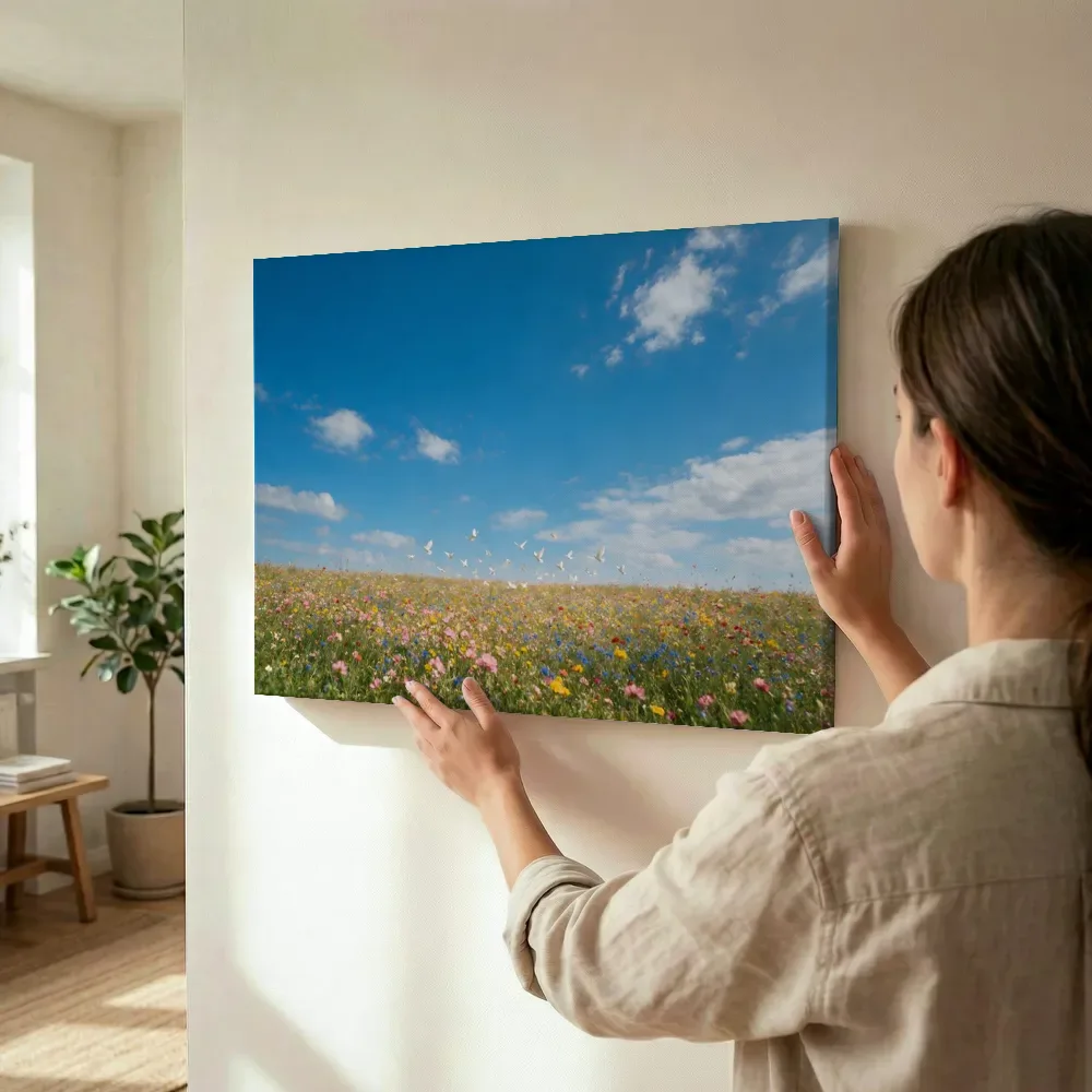 Sfeerimpressie: Bloemenvelden bij volle zon 4 terwijl het wordt opgehangen