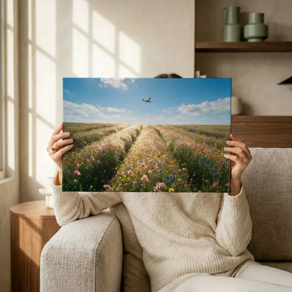 Sfeerimpressie: Bloemenvelden bij volle zon 7 terwijl het omhoog wordt gehouden