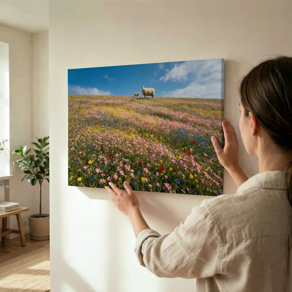 Sfeerimpressie: Bloemenvelden bij volle zon 8 terwijl het wordt opgehangen