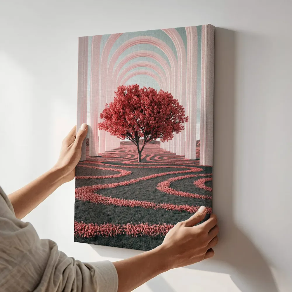 Sfeerimpressie: Bloesemboom in het poortenpad terwijl het aan de muur wordt gehangen