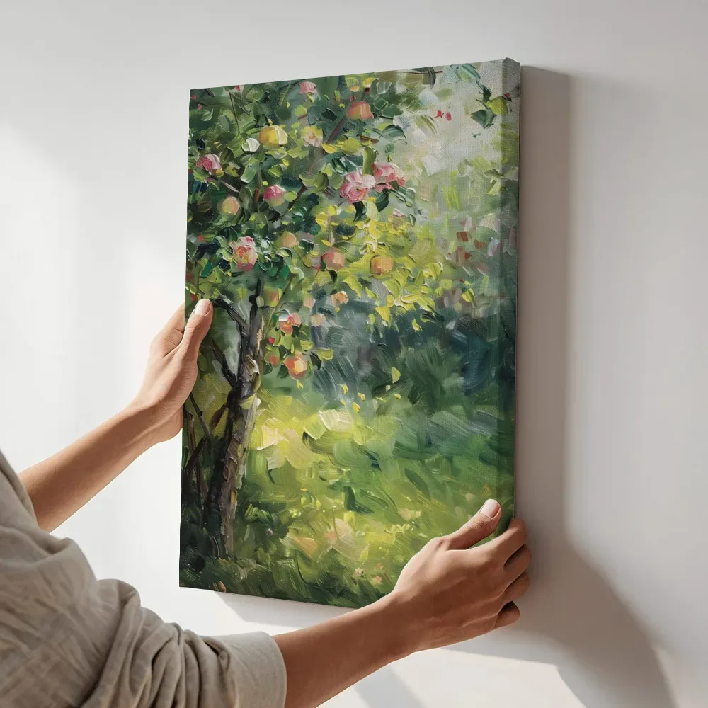Sfeerimpressie: Bloesemtak in de tuin terwijl het aan de muur wordt gehangen