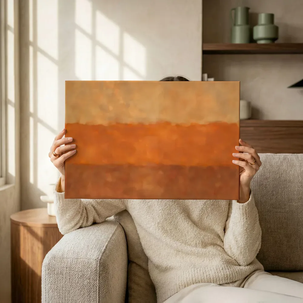 Sfeerimpressie: Blokken in terracotta terwijl het omhoog wordt gehouden