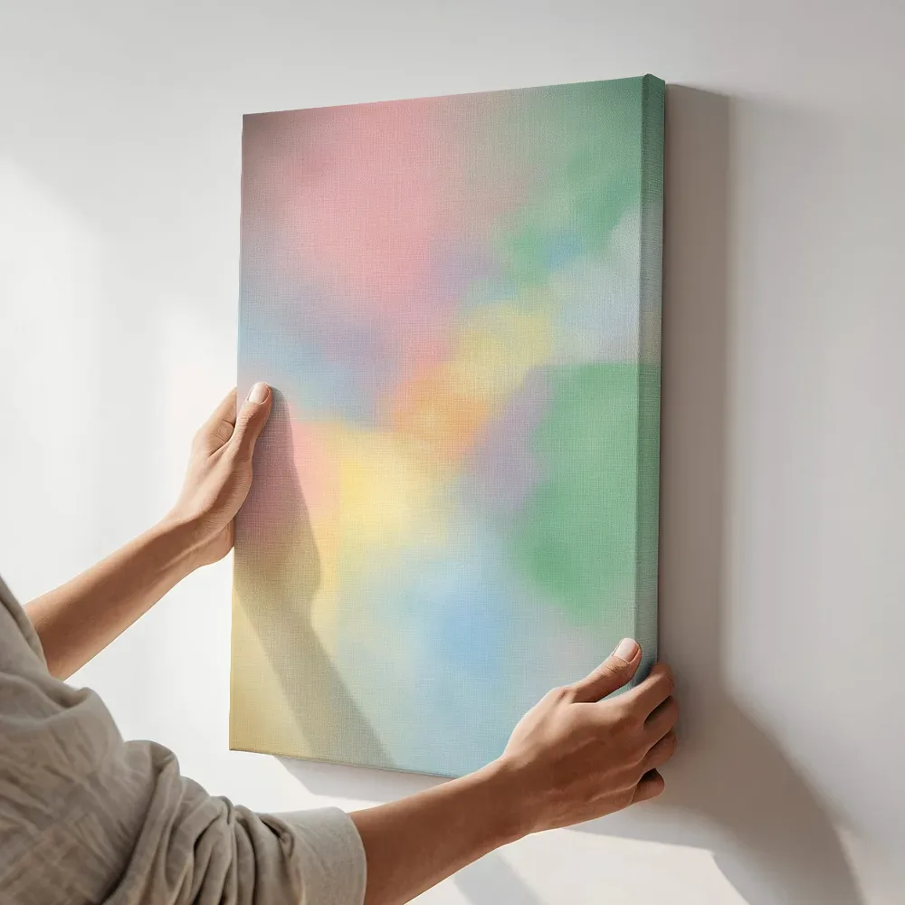 Sfeerimpressie: Blokken Nevel in Snoepjes Pastel terwijl het aan de muur wordt gehangen