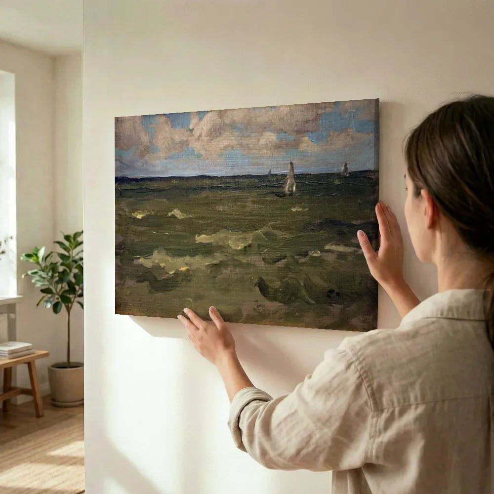 Sfeerimpressie: Blauw en zilver, Dieppe van James McNeill Whistler terwijl het wordt opgehangen