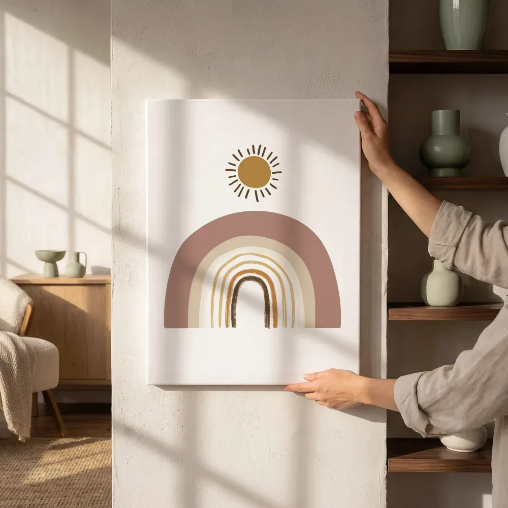 Sfeerimpressie: Boho zon en regenboog naast de kast