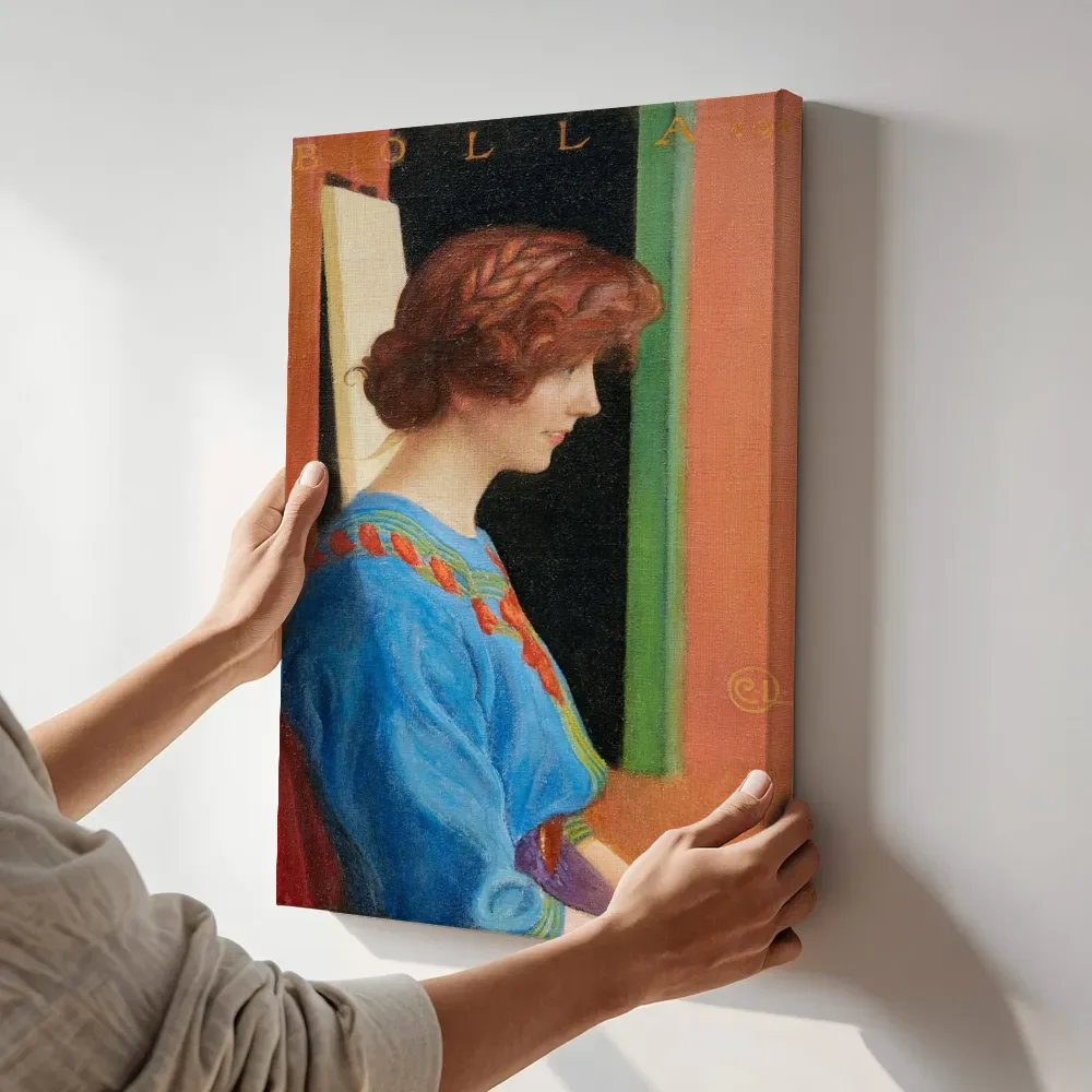 Sfeerimpressie: Bolla II 1913 van Carl Larsson terwijl het aan de muur wordt gehangen