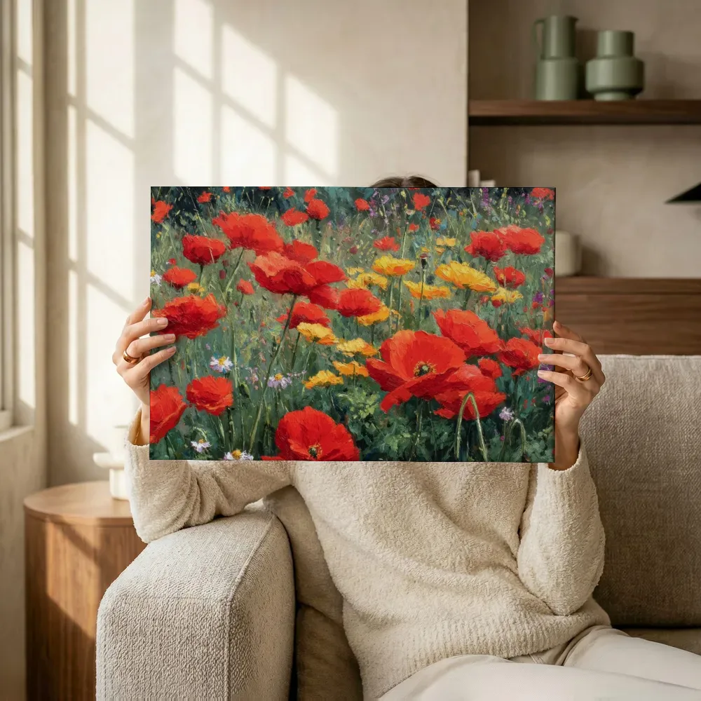 Sfeerimpressie: Bonte wildebloemenweide terwijl het omhoog wordt gehouden