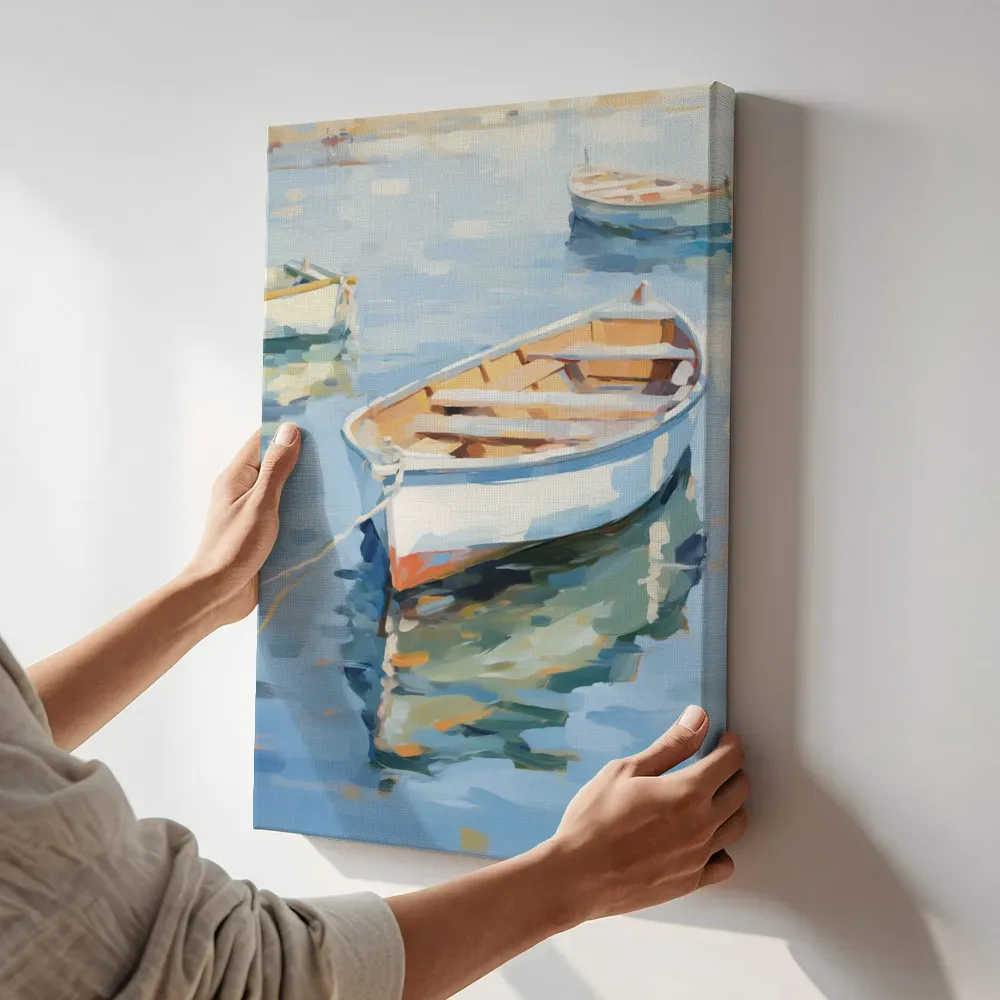 Sfeerimpressie: Bootjes in de haven terwijl het aan de muur wordt gehangen